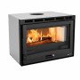Insert à bois ventilé INSERTO 70.165 7,8 kW noir avec vitre panoramique et feu apparent