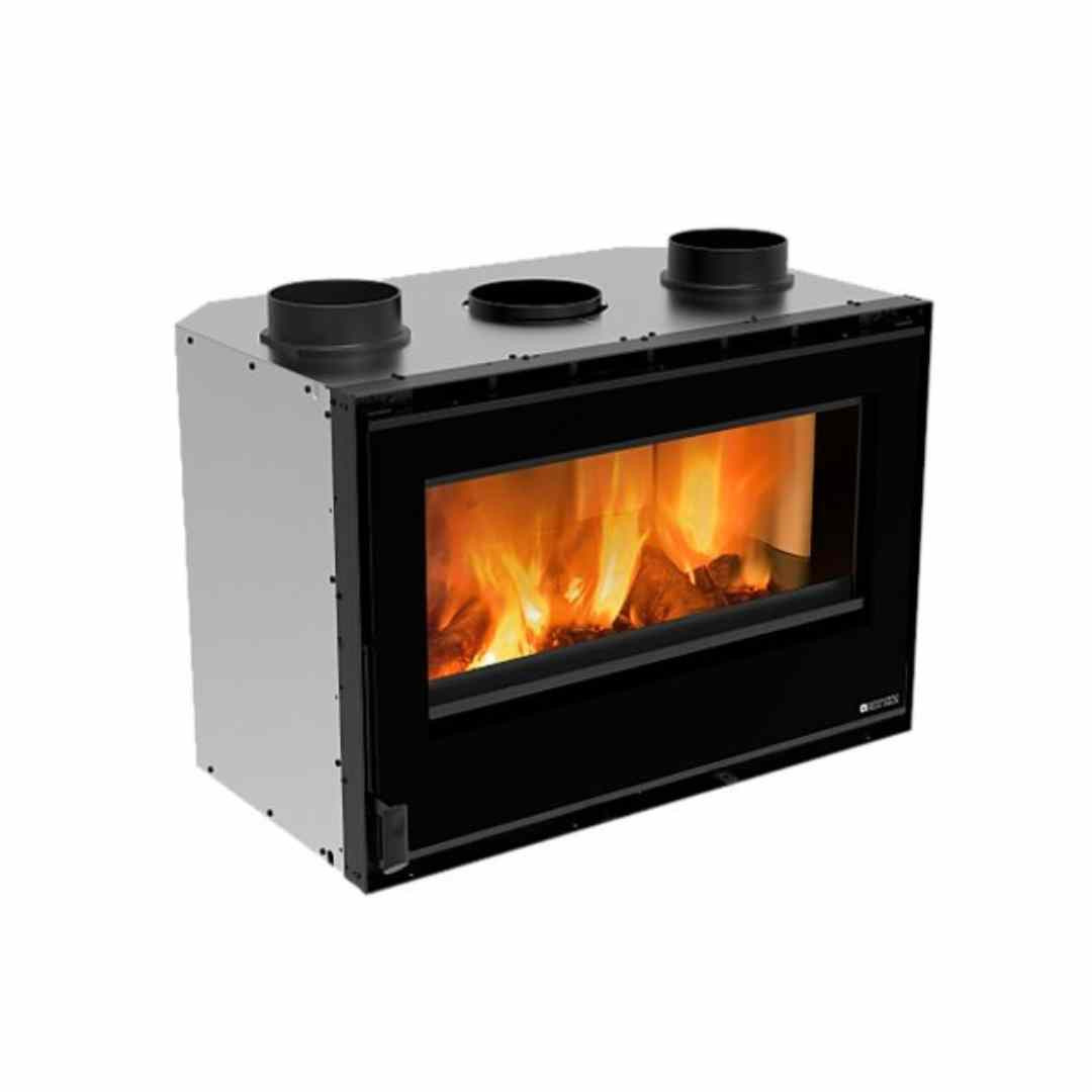 Insert à bois INSERTO 80 CRYSTAL EVO.16 7,4 kW avec grande vitre et feu apparent