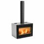 Insert cheminée à bois INSERTO 80 WIDE.16 12,4 kW avec conduit noir et feu apparent