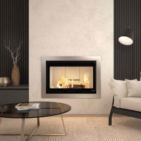 Insert à bois MONOBLOCCO 90PA.16 12,9 kW avec grande vitre panoramique et feu apparent