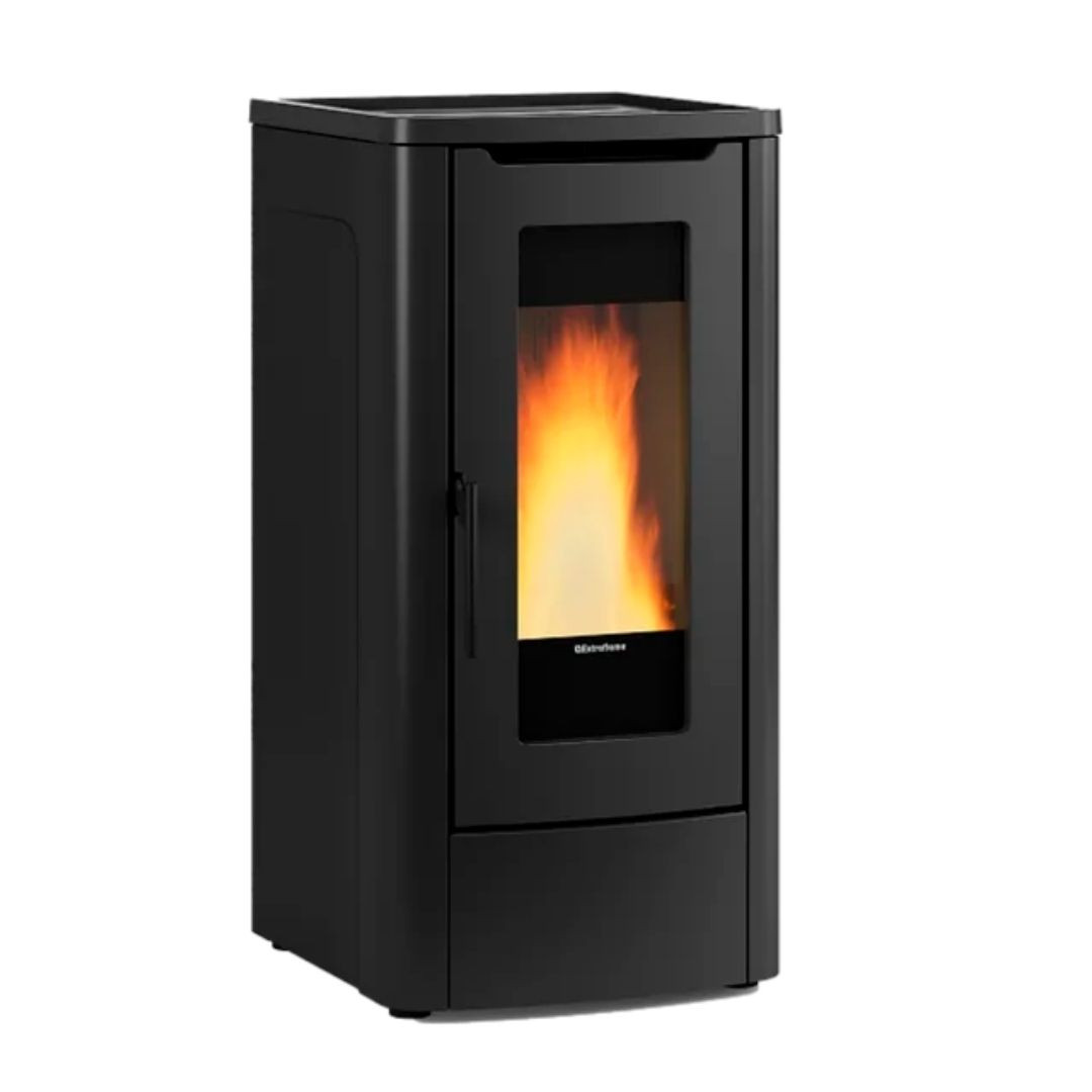 Poêle à pellets Dahiana Plus AD 10 kW noir sur fond blanc