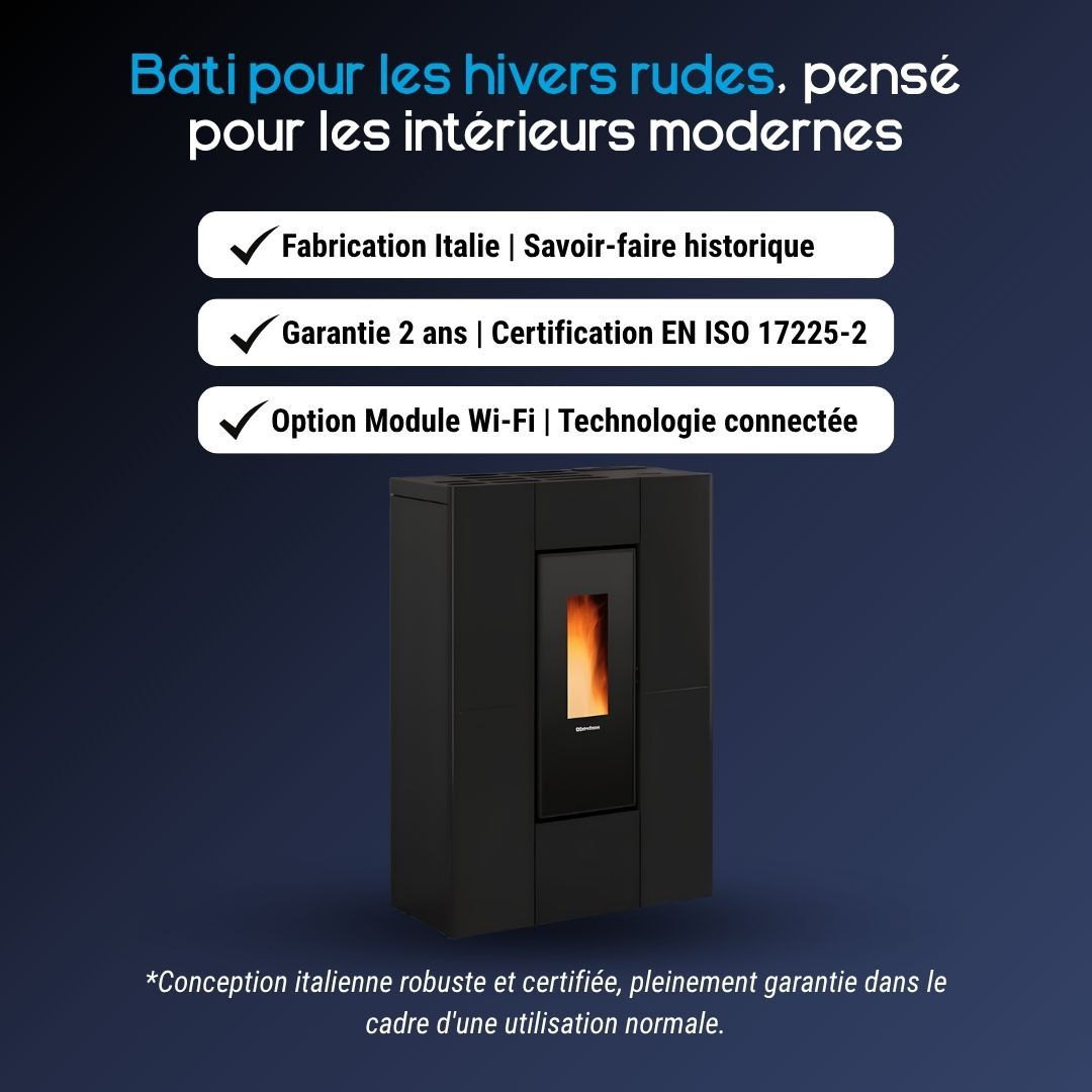 Avantages du poêle à granulés slim Marilena Plus 5.0 noir