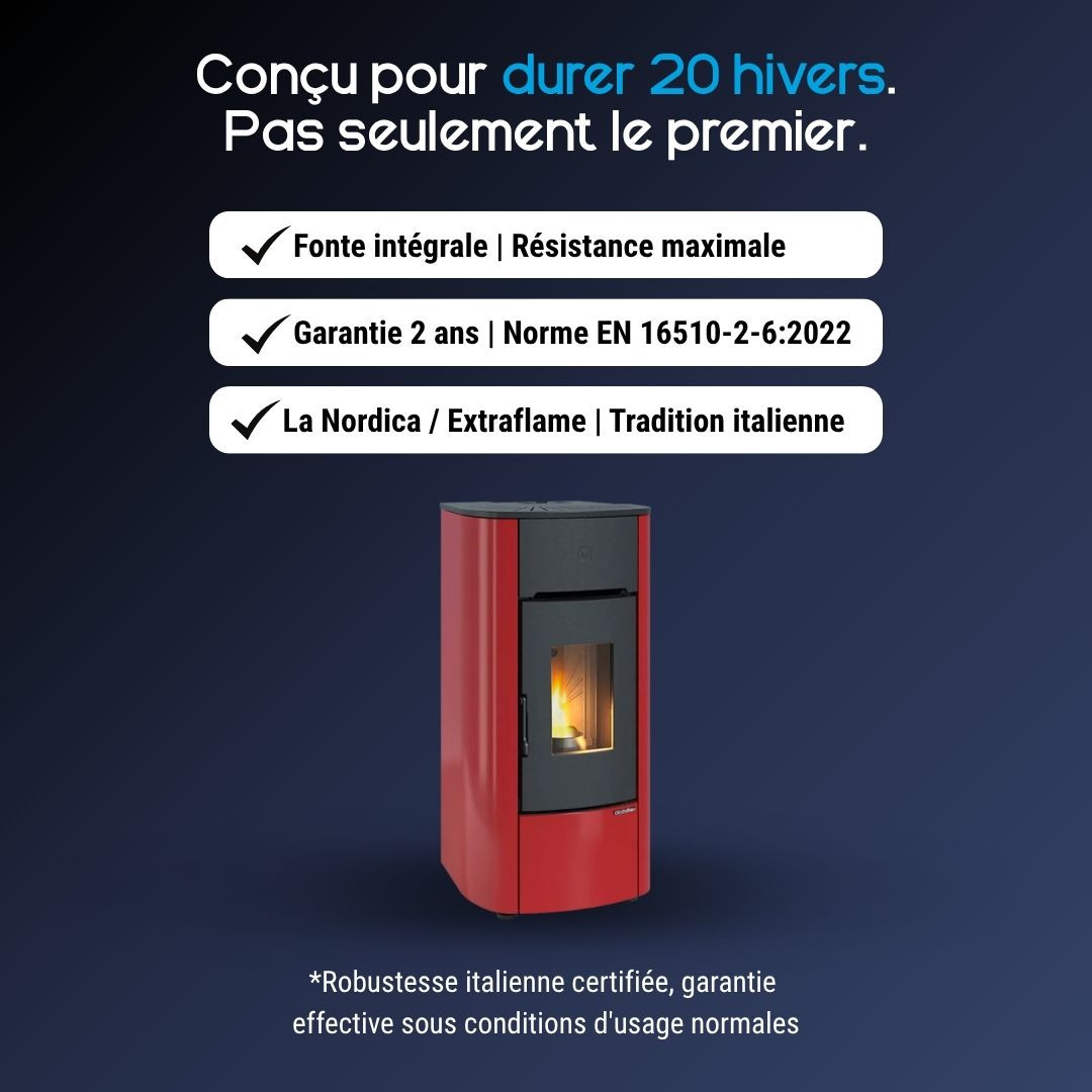 Avantages du poêle à granulés étanche Angelica Evo 8 kW rouge
