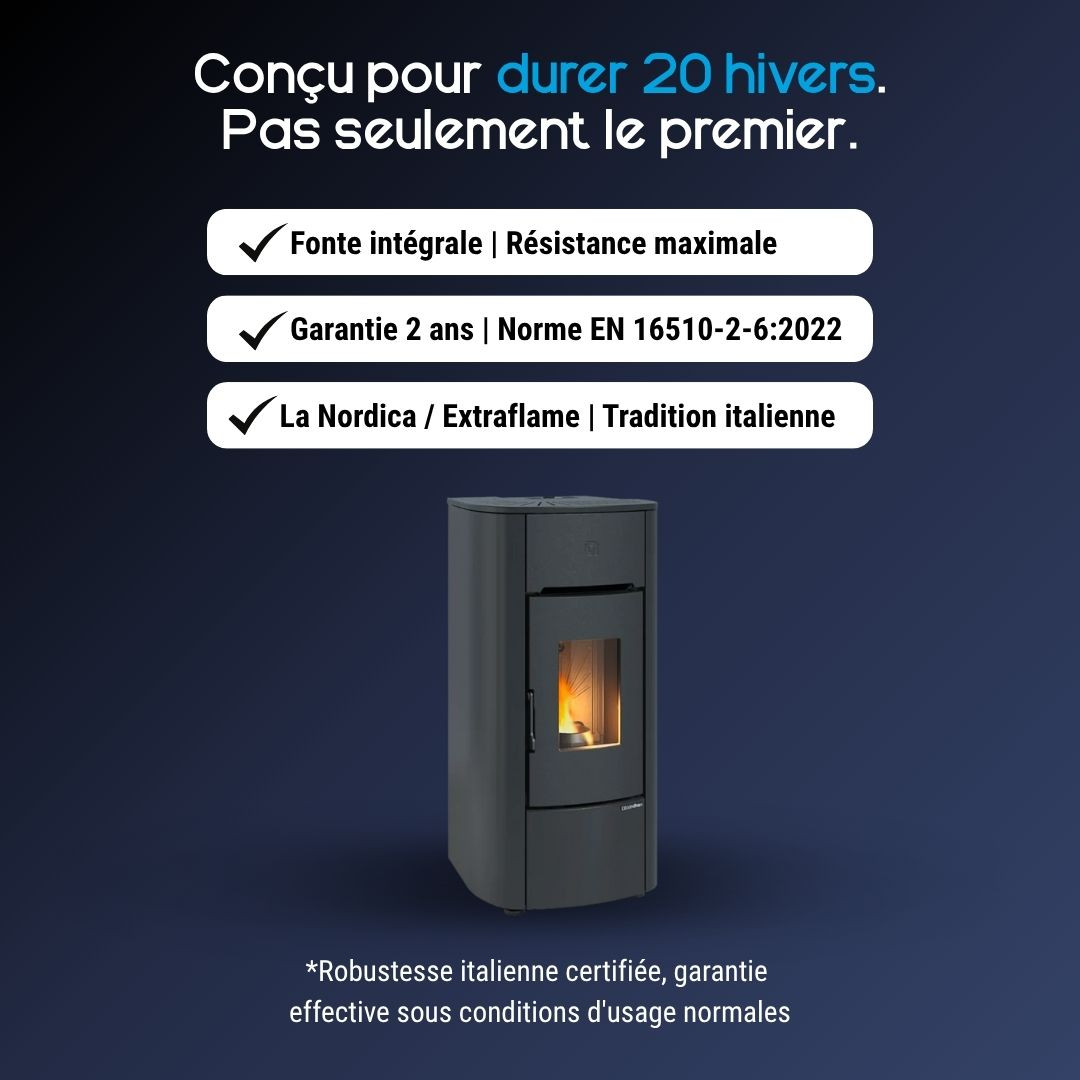 Avantages du poêle à granulés étanche Angelica Evo 8 kW noir