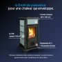 Infographie des performances du poêle à bois Gemma Lean Petra 6,5 kW