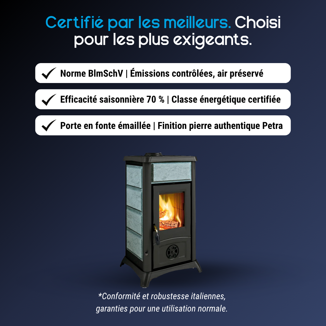 Avantages du poêle à bois Gemma Lean Petra 6,5 kW