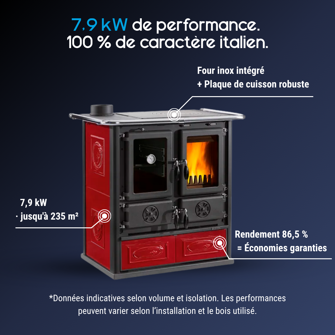 Cuisinière à Bois 7,9 kW Rosetta Sinistra | La Nordica Extraflame