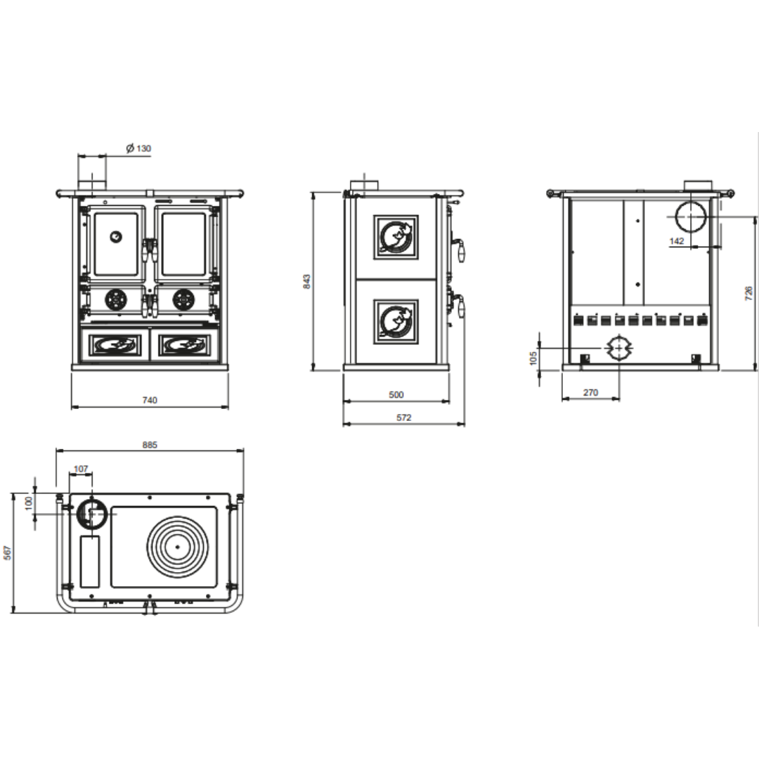 Cuisinière à Bois 7,9 kW Rosetta Sinistra | La Nordica Extraflame