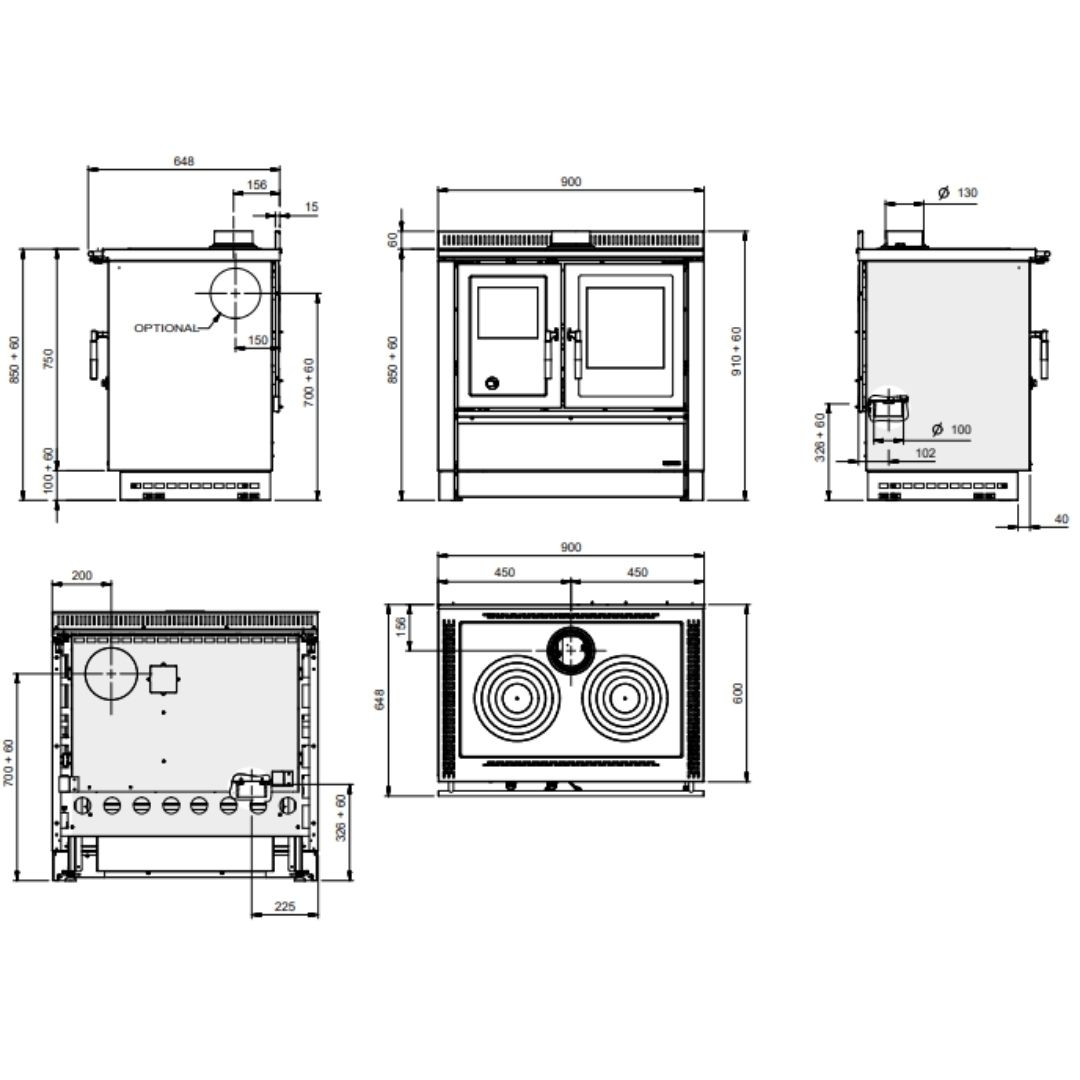 Cuisinière à Bois Encastrable Venezia 8,3 kW - La Nordica