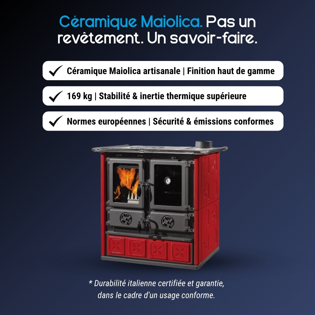 Cuisinière à Bois Rosetta Maiolica – 7,9 kW | La Nordica Extraflame