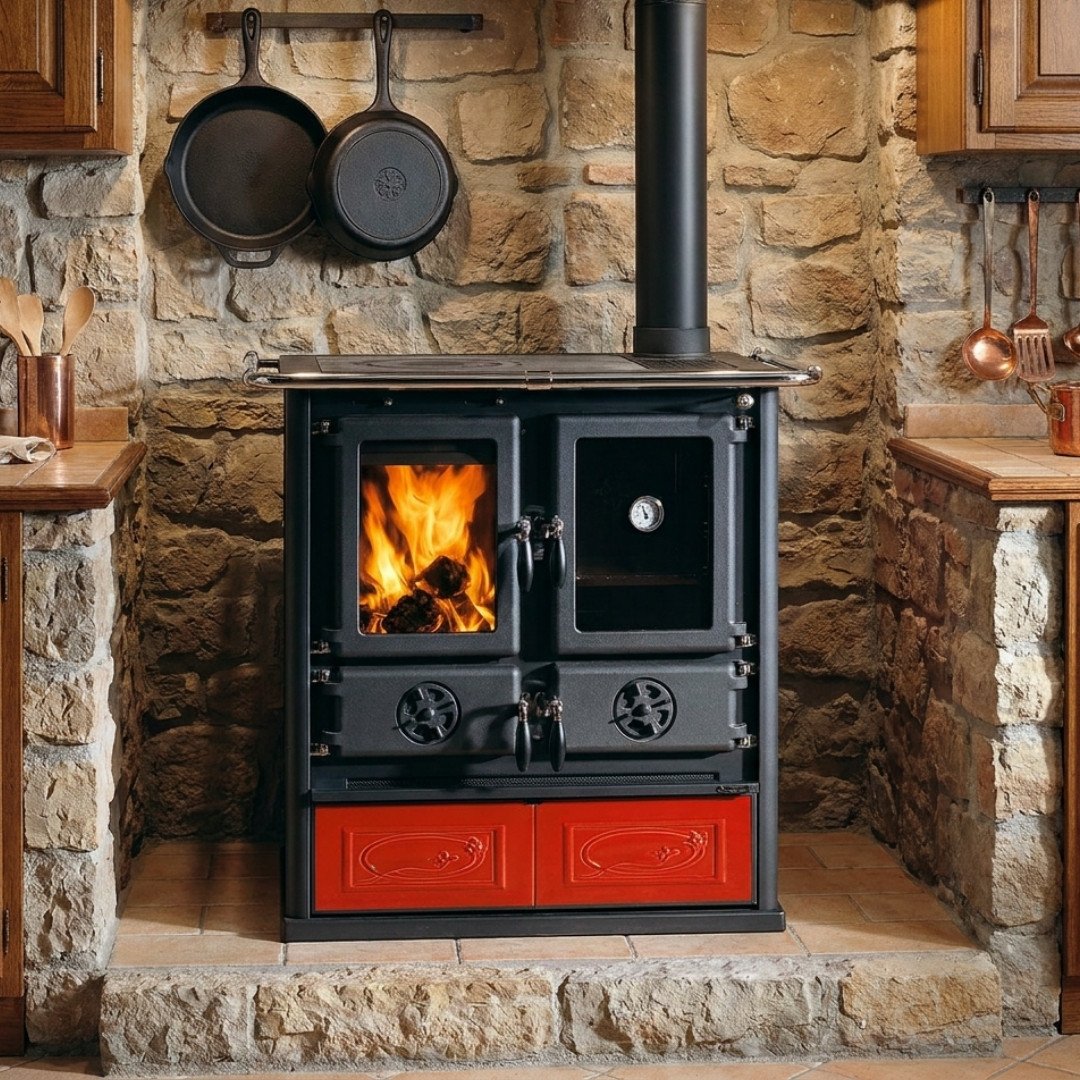 Cuisinière à Bois Rouge Rosetta 5.0 – 7,9 kW
