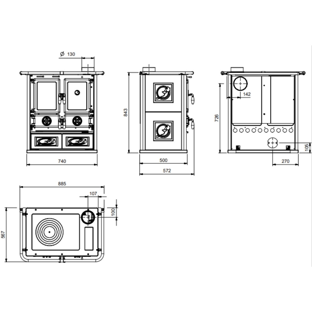 Cuisinière à Bois Rouge Rosetta Ceramica – 7,9 kW | Extraflame