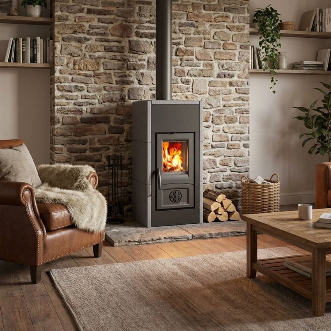 Poêle à Bois en Pierre Raccordable Asia 5.0 - 7 kW | La Nordica