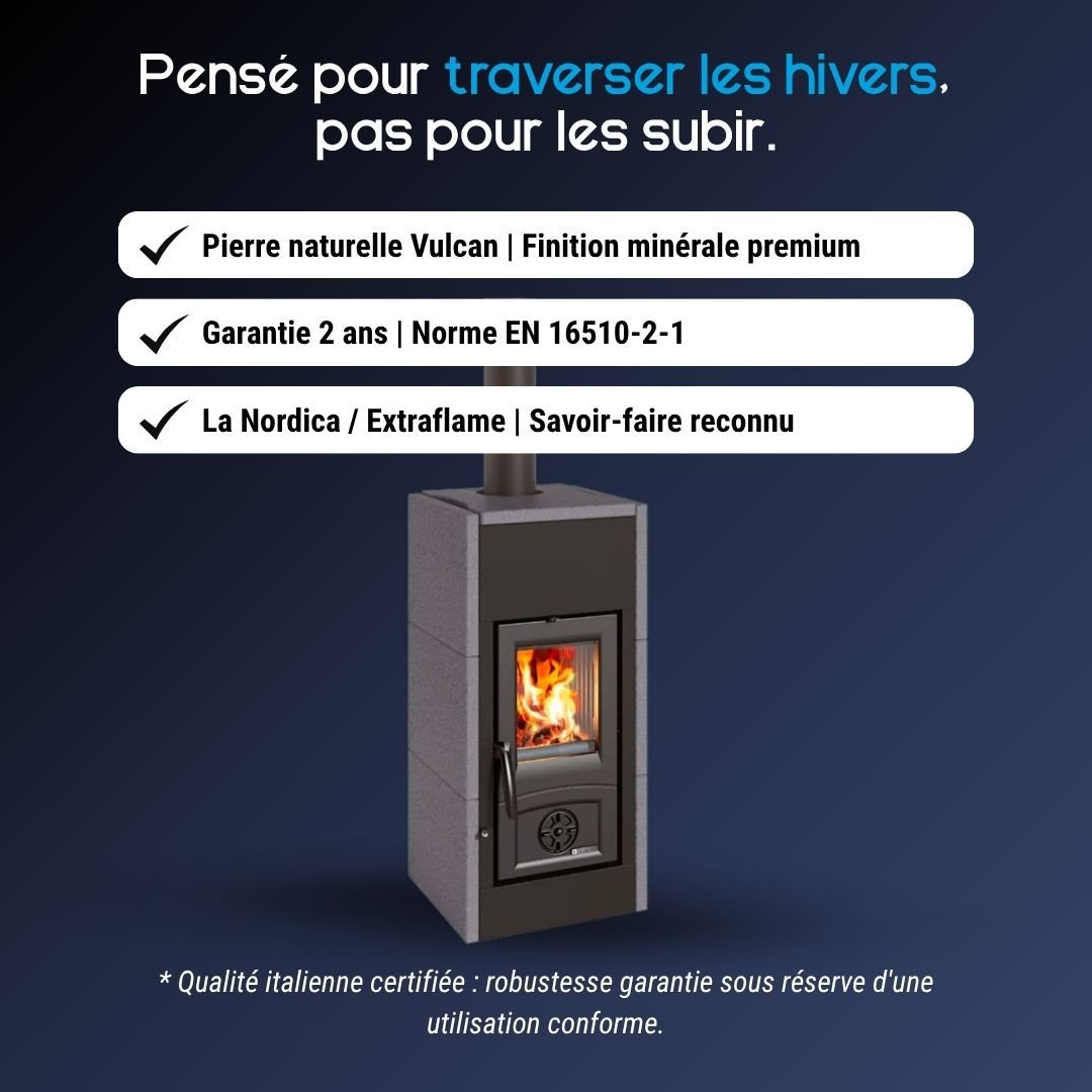 Poêle à Bois en Pierre Raccordable Asia 5.0 - 7 kW | La Nordica