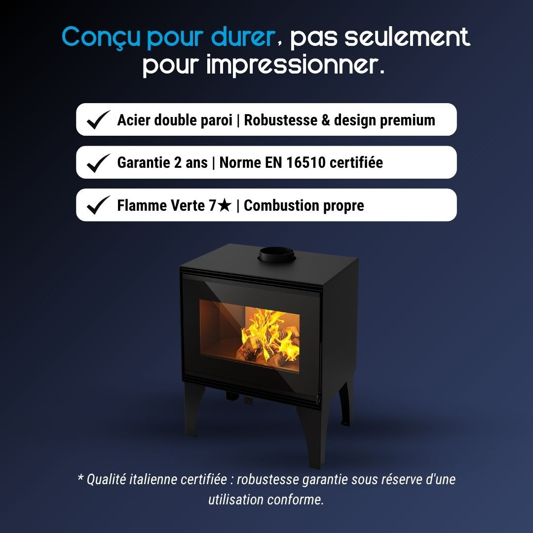 Poêle à bois Sapin Bûche 50 cm - 10.8 kW | Linea VZ