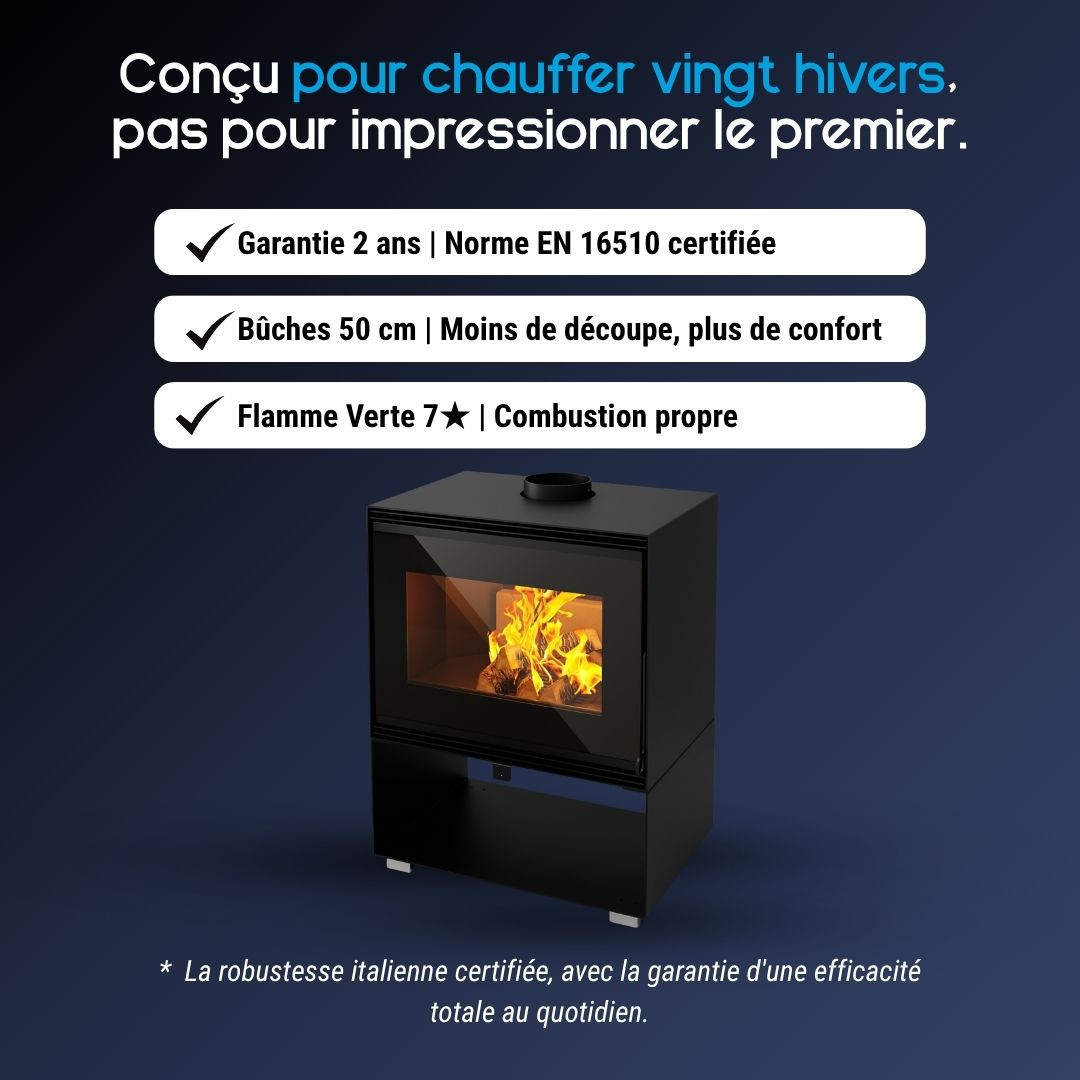 Poêle à bois Mélèze Bûche 50 cm - 10.8 kW | Linea VZ