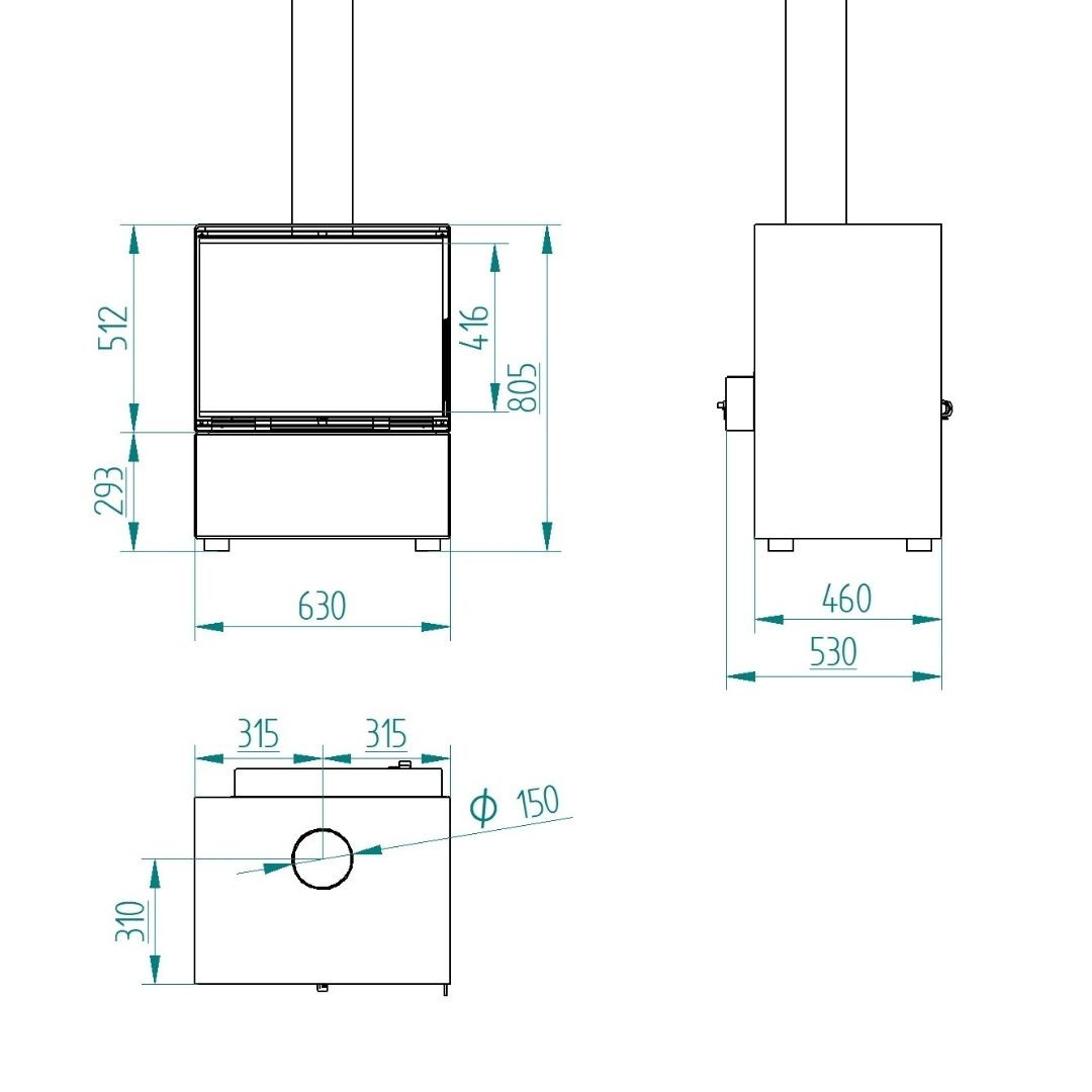 Poêle à bois Mélèze Bûche 50 cm - 10.8 kW | Linea VZ