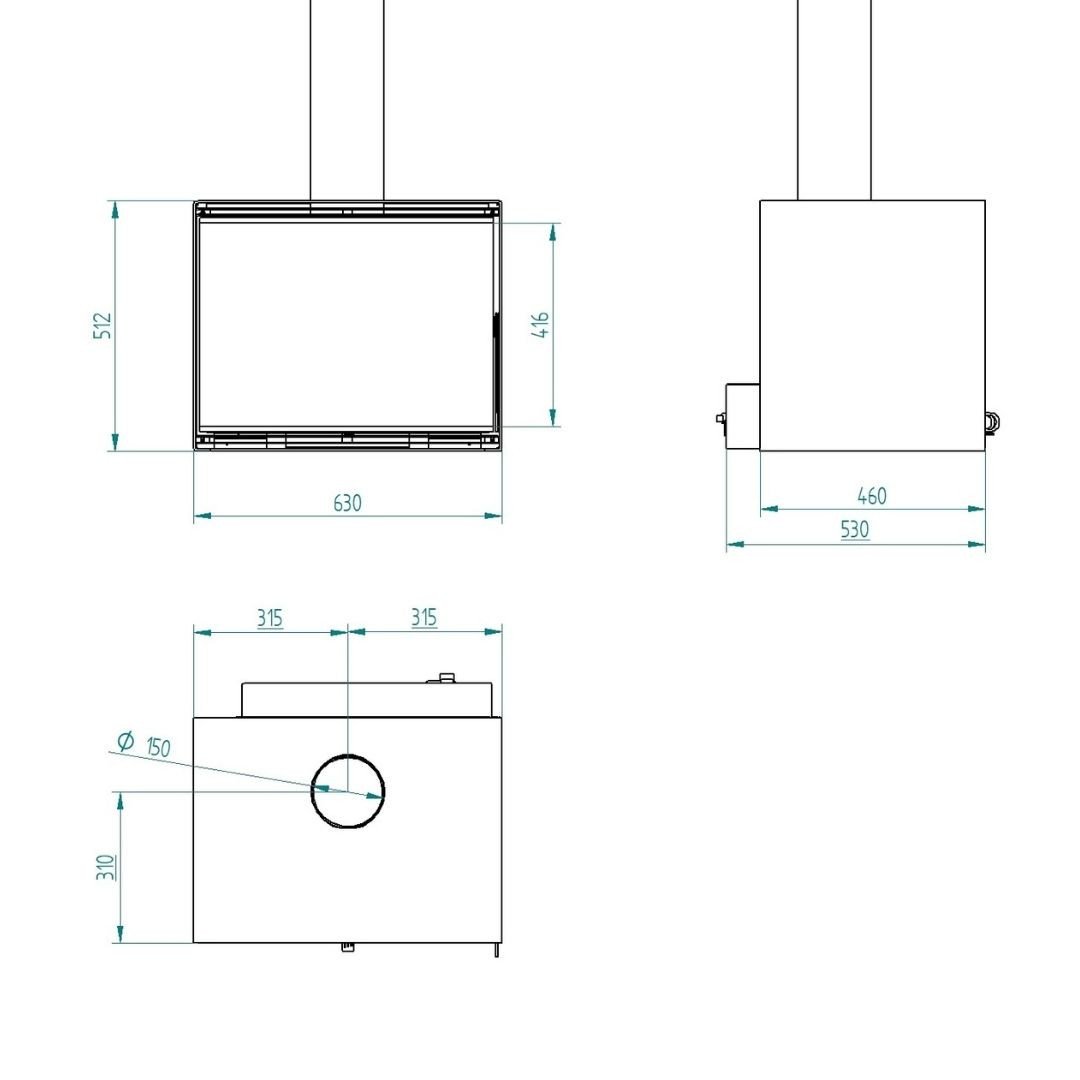 Insert à bois Ares Bûche 50 cm - 10.8 kW | Linea VZ