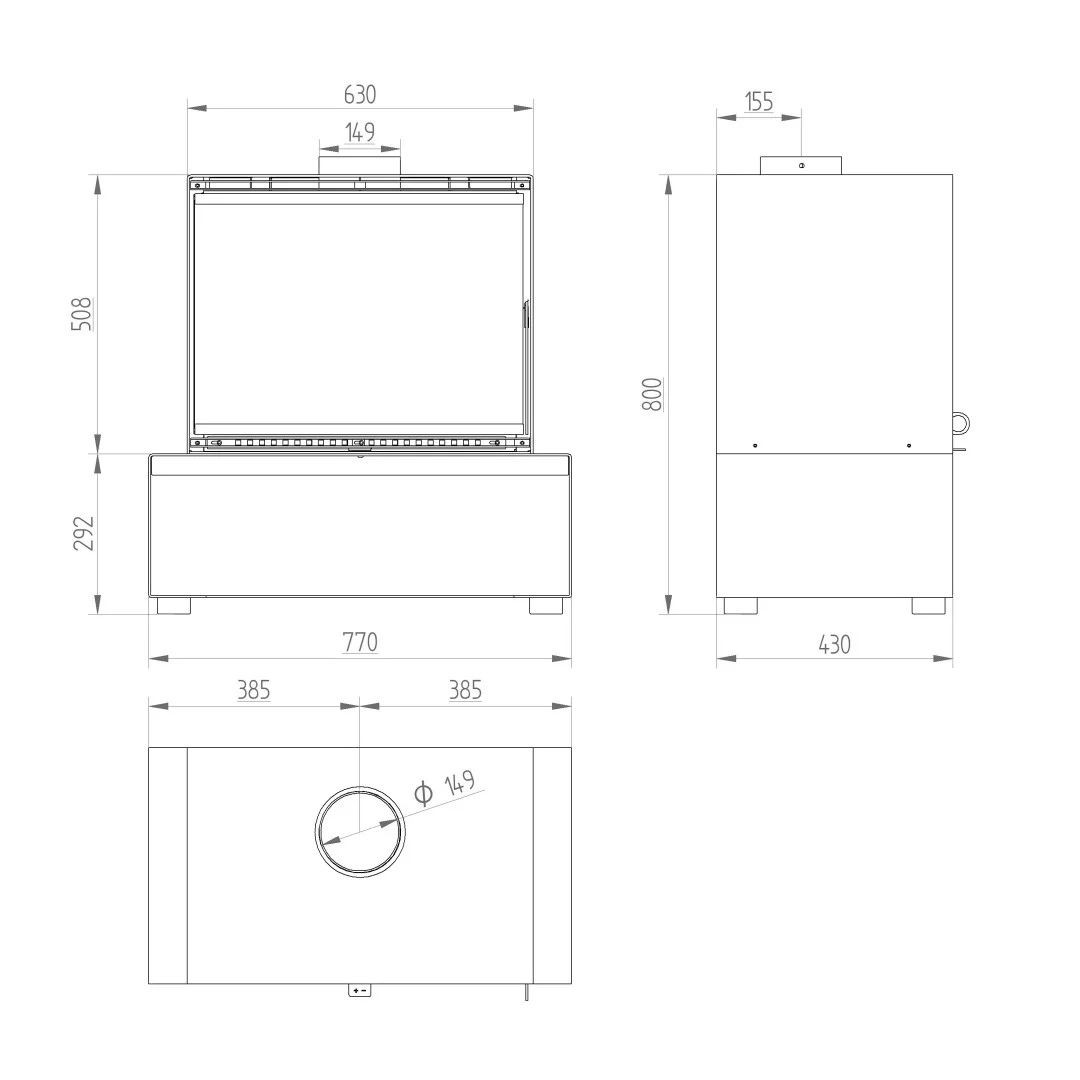 Poêle à Bois Modèle D 10,8 kW Linea VZ | Bûches 50 cm