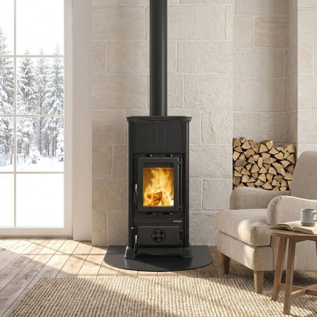 Poêle à Bois Raccordable Compact 6,5 kW Emiliana.165 Steel