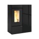 Poêle à granulés étanche et canalisable Annalisa Plus Crystal Evo 12 kW noir sur fond blanc