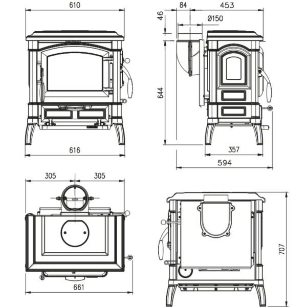 Poêle à Bois en Fonte ISETTA LEAN 7,7 kW | La Nordica