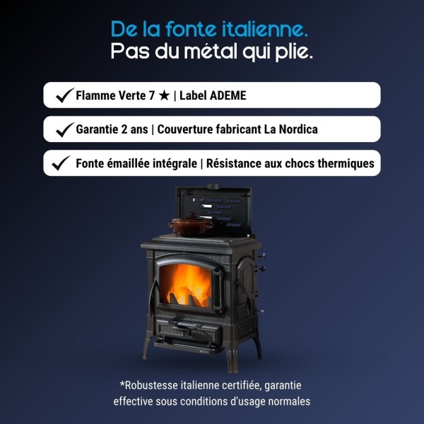 Poêle à Bois avec Plaque de Cuisson​ ISETTA CC LEAN 7,7 kW