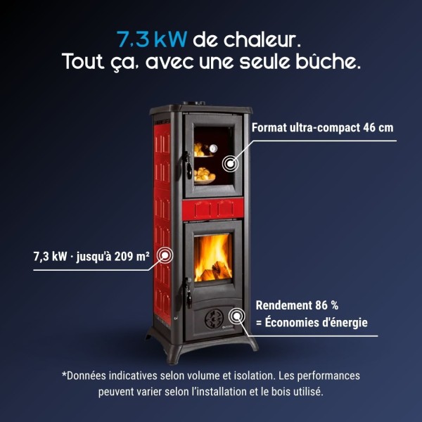 Poêle à Bois Four Gemma Forno 7,3kW Céramique | La Nordica
