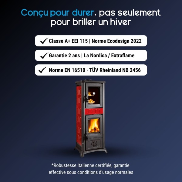 Poêle à Bois Four Gemma Forno 7,3kW Céramique | La Nordica