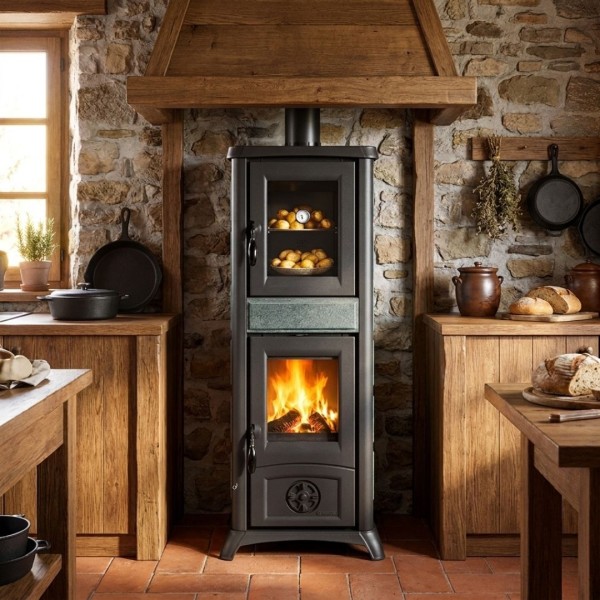 Poêle Bois en Pierre avec Four Gemma Forno.165 Petra 7,3kW