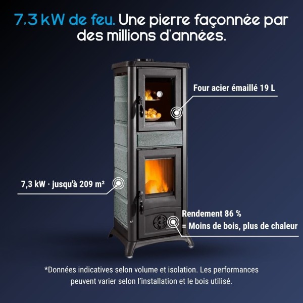 Poêle Bois en Pierre avec Four Gemma Forno.165 Petra 7,3kW