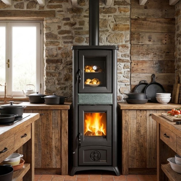 Poêle Bois en Pierre avec Four Gemma Forno.165 Petra 7,3kW