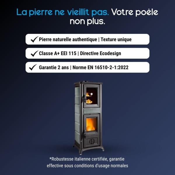 Poêle Bois en Pierre avec Four Gemma Forno.165 Petra 7,3kW