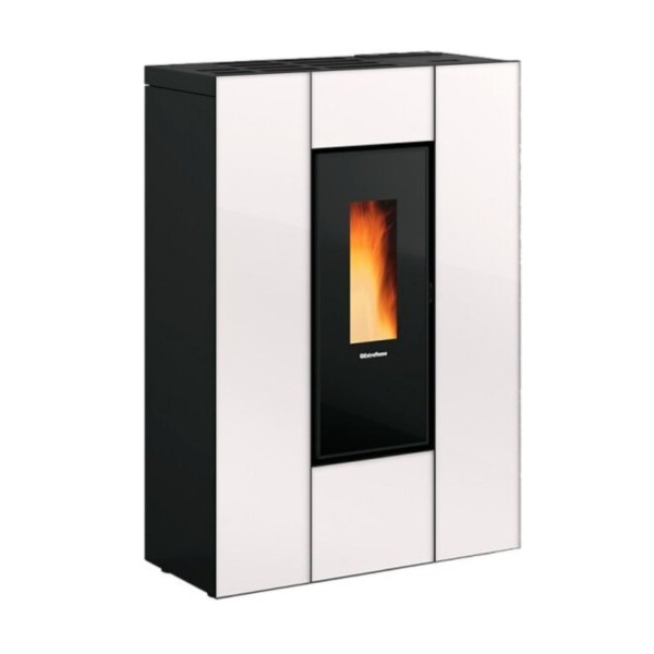 Poêle à granulés canalisé Marilena Plus Crystal 5.0.16 8 kW finition blanche