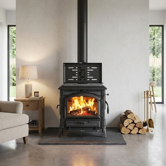 Poêle à Bois avec Plaque de Cuisson​ Isotta CC Lean 9,3 kW