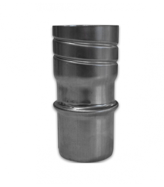 Raccord flexible métallique gris diamètre 100mm avec embouts mâle et système de vissage pour conduit de fumée