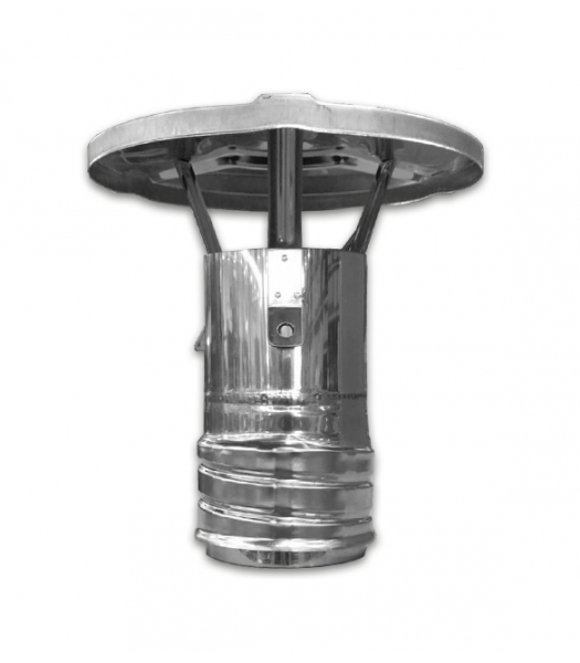 Chapeau chinois inox 80 mm avec fixation vissée pour conduit de fumée double paroi