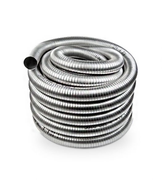 Tubage flexible inox double peau diamètre 80 mm pour conduit de cheminée et poêle à bois