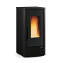 Poêle à granulés Dahiana VFS 10 kW noir moderne avec vitre, offrant une excellente performance énergétique.