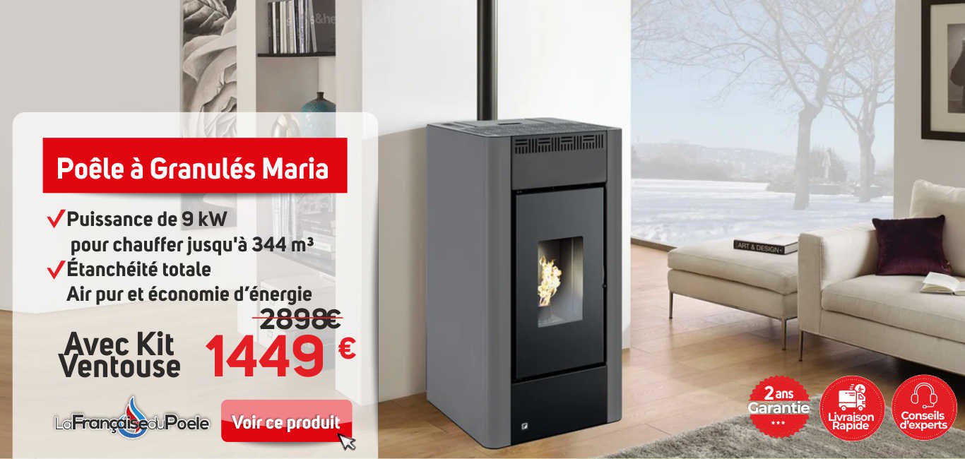 Poêle à Granulés avec Kit Ventouse 9 kW Maria
